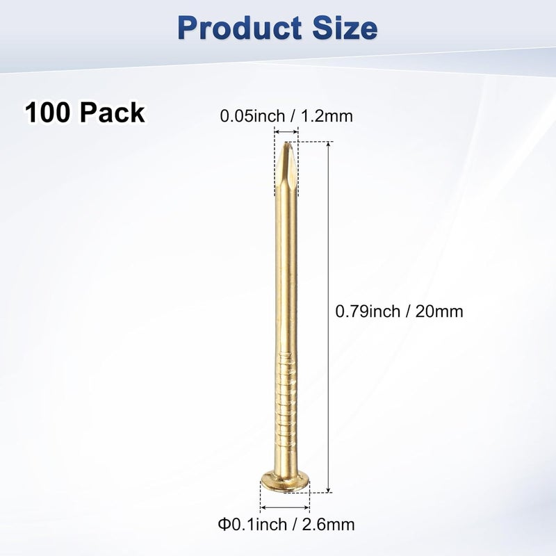 M METERXITY 100-Pack Small Tiny Nails, 1.2mm x 20mm Brass Precision MIni Nails Hardware Round Head for Wooden/DIY Crafts Decorative/Household Accessories/Picture Hanging - Image 3